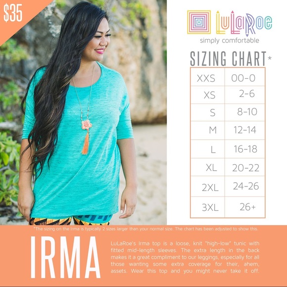 New with tags Lularoe Irma tunic top Xsml - Picture 2 of 4